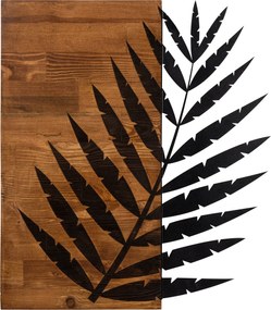 Decorative Wooden Wall Accessory Leaf3 Metal Decor Black
Walnut