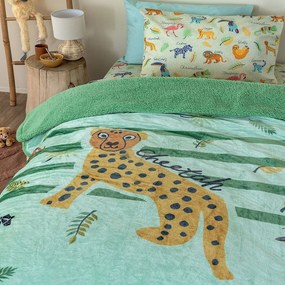 Κουβερτοπάπλωμα Παιδικό SW100 Green-Multi Palamaiki Μονό 160x220cm Flannel.Sherpa