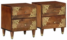 vidaXL Κομοδίνο 2 pcs καφέ μελί 40 x 33 x 46 εκ. Μασίφ ξύλο μάνγκο