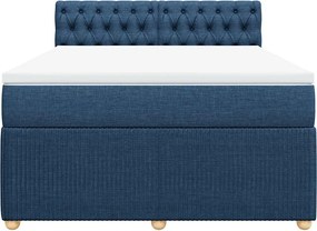 vidaXL Κρεβάτι Boxspring με Στρώμα Μπλε 140x200 εκ. Υφασμάτινο