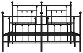 Πλαίσιο Κρεβατιού με Κεφαλάρι&amp;Ποδαρικό Μαύρο 150x200εκ. Μέταλλο - Μαύρο