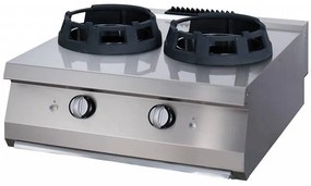 Heavy Duty Wok Cooker - 2 x 28,5cm Cooking Rings - Double Unit - 70cm Deep - Gas