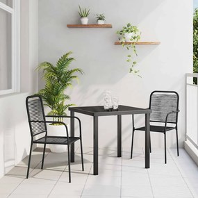 vidaXL Σετ Γεύματος Κήπου 3 Τεμαχίων Μαύρο Καμβά Ρόπης και Ατσάλι