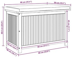 Κουτί Μαξιλαριών Εξ. Χώρου 90x50x60,5 εκ. Μασίφ Ξύλο Ακακίας - Καφέ