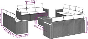 vidaXL Σετ Καναπέ Κήπου 13τεμ Μπεζ Συνθ. Ρατάν με Μαξιλάρια