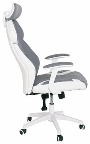 Καρέκλα γραφείου Mesa 409, Γκρι, Άσπρο, 122x64x72cm, 17 kg, Με μπράτσα, Με ρόδες, Μηχανισμός καρέκλας: Κλίση | Epipla1.gr