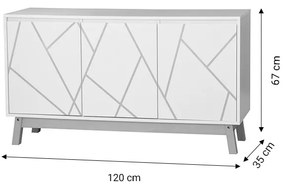 Μπουφές Aria pakoworld λευκό-φυσικό 120x35x67 εκ