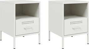 vidaXL Κομοδίνα 2 τεμ. Λευκές 36x39x50,5 εκ. Χάλυβα