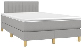 vidaXL Κρεβάτι Boxspring με Στρώμα & LED Αν.Γκρι 120x190εκ. Υφασμάτινο