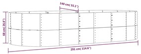 vidaXL Ζαρντινιέρα Ασημί 291x140x68 εκ. Ατσάλι με Ηλεκτρ. Βαφή Πούδρας
