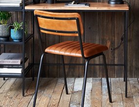 ΚΑΡΈΚΛΕΣ &amp; ΠΟΛΥΘΡΌΝΕΣ DARIO CGNAC/BLCK LEATHER CHAIR ATMOSPHERA 157284A