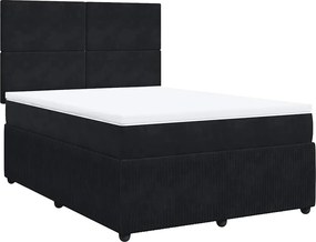 vidaXL Κρεβάτι Boxspring με Στρώμα Μαύρο 140x200 εκ. Βελούδινο