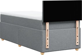 vidaXL Κρεβάτι Boxspring με Στρώμα Ανοιχτό Γκρι 90x190 εκ. Υφασμάτινο