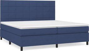 vidaXL Κρεβάτι Boxspring με Στρώμα Μπλε 200x200 εκ. Υφασμάτινο