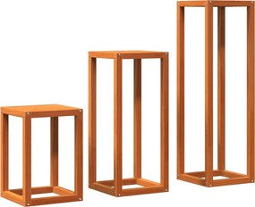 vidaXL Βάσεις Φυτών 3 τεμ. Καφέ Κεριού από Μασίφ Ξύλο Πεύκου