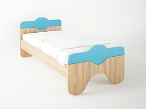 Intrahome Κρεβάτι "TAZ" ημίδιπλο σε χρώμα δρυς-σιέλ 110x190 Intrahomesa-00652172