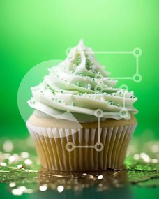 Intra Συλλεκτικό Ξύλινο Παζλ Plywood  4mm - Φρεσκοψημένο cupcake με πράσινο γλάσο και λευκό γλάσο Σε Ξύλινο Κουτί - Διαστάσεις: 10x10 cm – 25 κομμάτια
