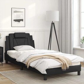 Πλαίσιο Κρεβατιού με LED Μαύρο 80x190 εκ. Συνθετικό Δέρμα - Μαύρο