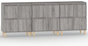 vidaXL Ντουλάπι 3 τεμ. Γκρι Sonoma 60x35x70 εκ. από Επεξεργασμένο Ξύλο