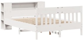 Κρεβάτι Βιβλιοθήκη Χωρίς Στρώμα 150x200 εκ Μασίφ Ξύλο Πεύκου - Λευκό