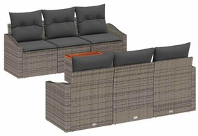 vidaXL Σετ Καναπέ Κήπου με μαξιλάρι 7 pcs Γκρι Πολυ ράταν