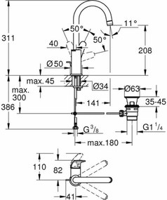 Μονή λαβή βρύση Grohe Swift - 24330001 Μέταλλο