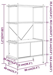 Ραφιέρα 4 Επιπέδων με Ντουλάπι 80x40x130 εκ. Ατσάλι/Επεξ. Ξύλο - Καφέ