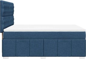 vidaXL Κρεβάτι Boxspring με Στρώμα Μπλε 140x190 εκ. Υφασμάτινο