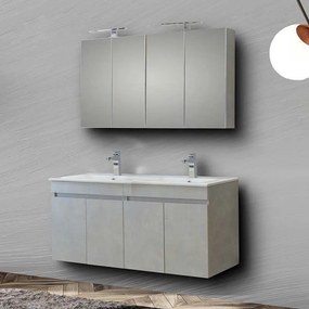 Σετ Έπιπλο Μπάνιου OMEGA 120 Grey Oak QUADRO με Διπλό Νιπτήρα 129x46x135 εκ.
