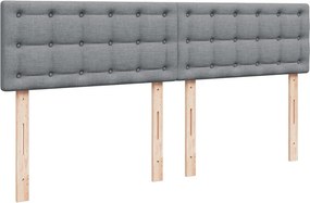 vidaXL Κρεβάτι Boxspring με Στρώμα Ανοιχτό Γκρι 200x200 εκ. Υφασμάτινο