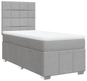 vidaXL Κρεβάτι Boxspring με Στρώμα Ανοιχτό Γκρι 90x200 εκ. Υφασμάτινο