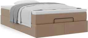 vidaXL Οθωμανικό κρεβάτι με στρώμα Cappucino 120x200cm Faux Leather
