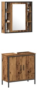 vidaXL Σετ Επίπλων Μπάνιου με ράφι με πόρτα 2 pcs Καφέ 60 x 30 x 60 cm