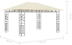 Κιόσκι με Σήτα και Φωτάκια LED Κρεμ 4 x 3 x 2,73 μ. - Κρεμ