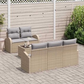 vidaXL Σετ Καναπέ Κήπου 6 pcs Μπεζ 55 x 55 x 37 εκ Πολυ ράταν