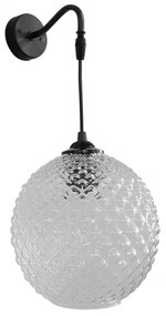 Heronia Φωτιστικό Τοίχου Φ20cm 1xE27 S-5010-20AP Μαύρο-Διαφανές 02-0225
