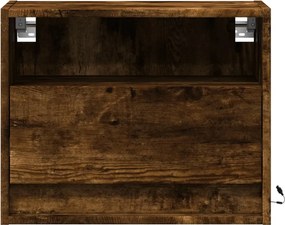 vidaXL Κομοδίνο Επιτοίχιο με Φώτα LED Καπνιστή Δρυς