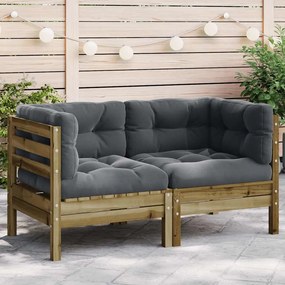 vidaXL Patio Sofa 2-θέσιο Treated pine wood, Oxford fabric, PP cotton
