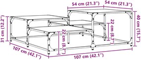 vidaXL Τραπεζάκι σαλονιού Μαύρη Δρυς 107 x 107 x 40 cm