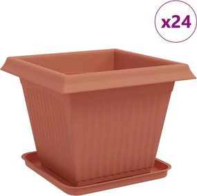 vidaXL Γλάστρες φυτών 24 τμχ. Κεραμιδί Πλαστικό