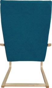 Πολυθρόνα ArteLibre NORDVIK Μπλε/Φυσικό Ύφασμα/Ξύλο 60x71x105cm