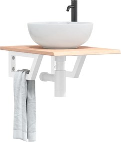 vidaXL Ράφι Νιπτήρα Τοίχου από Ατσάλι / Μασίφ Ξύλο Δρυός