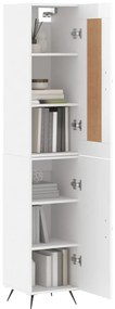 vidaXL Ντουλάπι Γυαλ. Λευκό 34,5 x 34 x 180 εκ. από Επεξεργασμένο Ξύλο