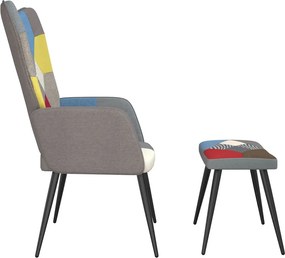 vidaXL Πολυθρόνα Relax Σχέδιο Patchwork Υφασμάτινη με Σκαμπό