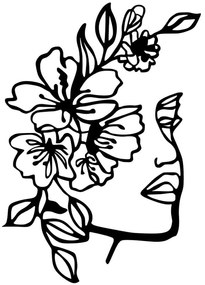 Διακοσμητικό Τοίχου Flower Women 899SKL2438 48x70cm Black Wallity Μέταλλο