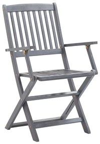 Καρέκλες Εξωτ. Χώρου Πτυσσόμενες 2 τεμ Ξύλο Ακακίας &amp; Μαξιλάρια - Ανθρακί