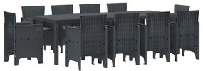 vidaXL Σέτ φαγητού για κήπο 11 pcs Ανθρακί Πολυπροπυλένιο