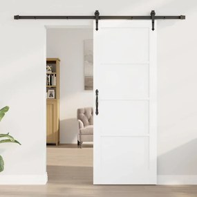vidaXL Συρόμενη Πόρτα Λευκό 78 x 202 εκ. Μασίφ ξύλο πεύκου