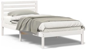 vidaXL Σκελετός Κρεβατιού Λευκό 75 x 190 cm Μασίφ ξύλο πεύκου