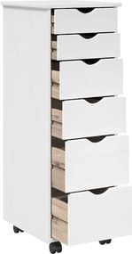 vidaXL Κινητό Ντουλάπι 34 x 39 x 93,5 εκ Στερεό ξύλο πεύκου Λευκό